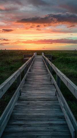 Emerald Coast boardwalk at sunset